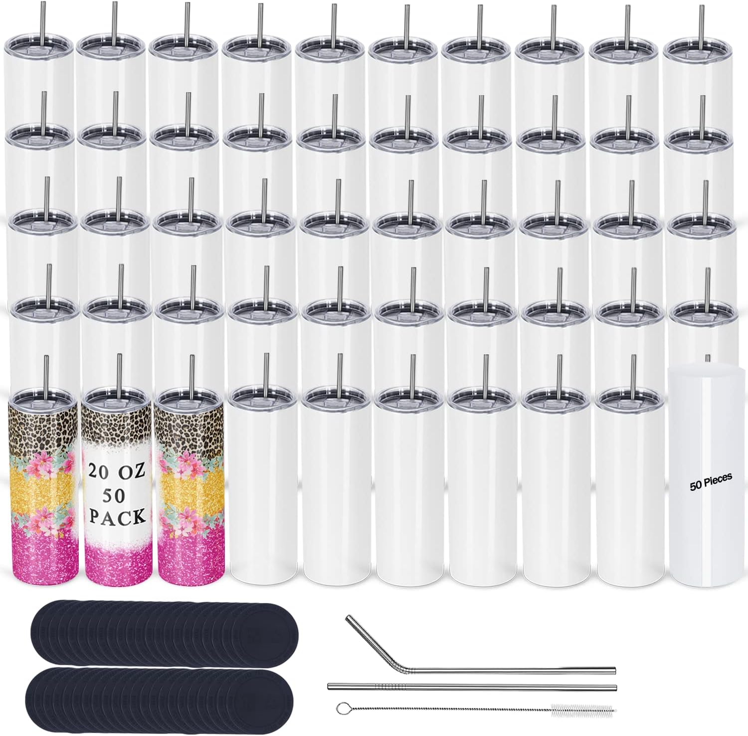 Tumbler 20Oz White - 50 Pack Sublimation Tumblers Bulk 20