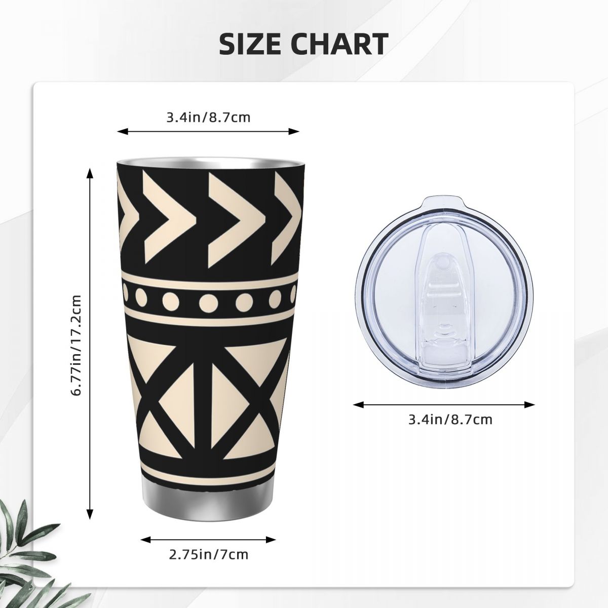 African Mud Cloth Black And Wh - огляд і ціна Tumbler 20Oz White