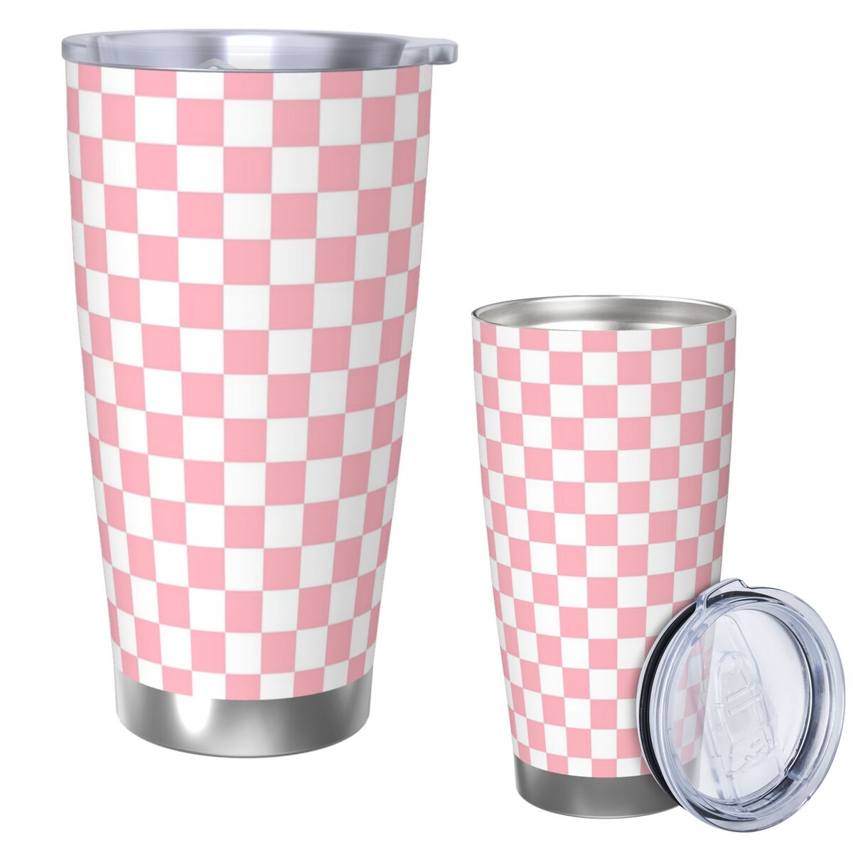 Pink White Checkerboard Patter - огляд і ціна Tumbler 20Oz White
