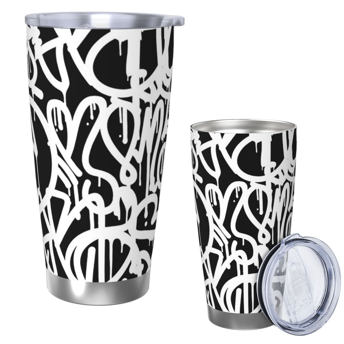 Black And White Graffiti Stain - огляд і ціна Tumbler 20Oz White