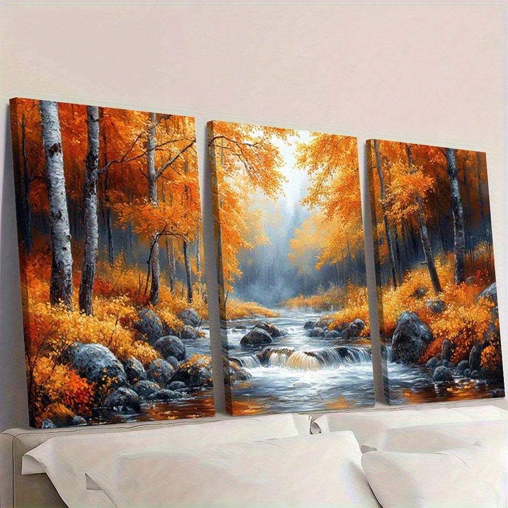 2D Flat, 3pcs Set Vibrant Autu - огляд і ціна Canvas Wrap Ready
