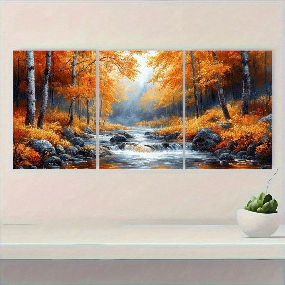 2D Flat, 3pcs Set Vibrant Autu - огляд і ціна Canvas Wrap Ready