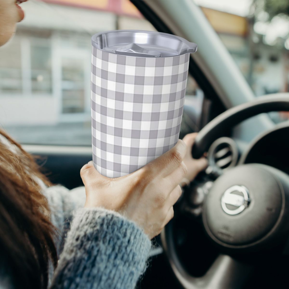 Gray And White Gingham Stainle - огляд і ціна Tumbler 20Oz White