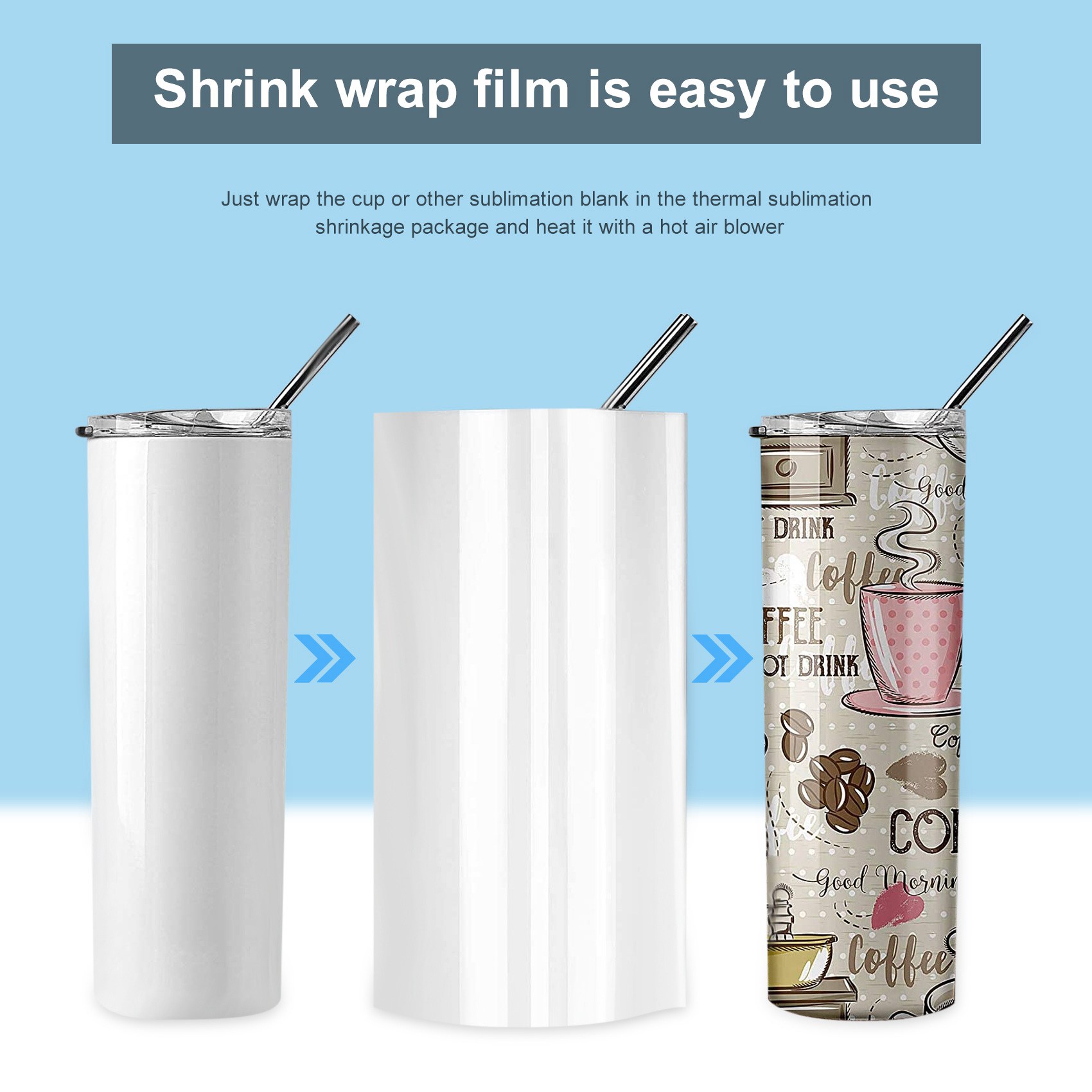 ABHI-30Pcs Sublimation Shrink  - огляд і ціна Sublimation Mug White