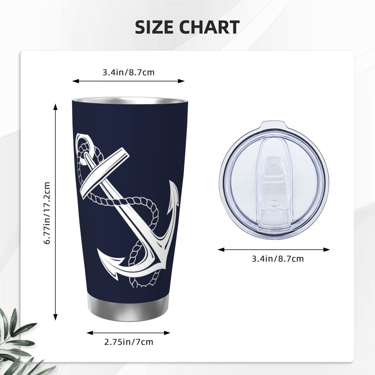 Anchor Nautical White & Navy S - огляд і ціна Tumbler 20Oz White